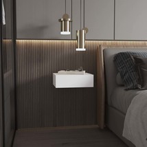 White Wall-Mounted Floating Nightstand - Modern, Space-Saving Design - $86.99