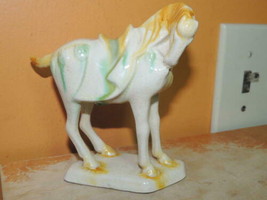 Chinese Mud Horse 5&quot;x4.75&quot; beige Mudman Mud Man Tang style Sancai drip g... - $13.49