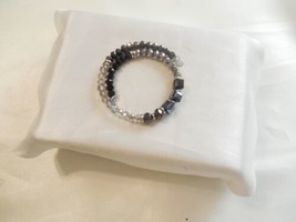 Department Store 6&quot;-7&quot; Silver Tone Beaded Coil Bracelet H106 - £11.31 GBP