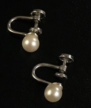 Vintage Earrings Marked 12K Gold Filled Screwback Real Pearl Jewelry - £28.14 GBP