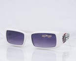 Ed Hardy White Cross True Love Art Sunglasses ZB182 Narrow Wide Y2K Vintage - $83.99