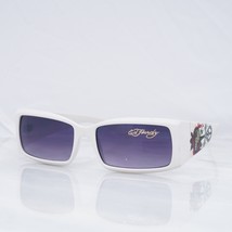 Ed Hardy White Cross True Love Art Sunglasses ZB182 Narrow Wide Y2K Vintage - £65.82 GBP