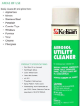 Aerosol UTILITY CLEANER FoaM SpraY Glass Window Clean Shine 22oz KELSAN ... - $27.27