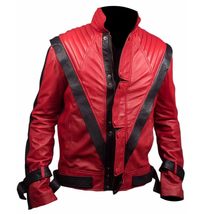 Trends Fashion Mens MJ Thriller Red Leather Jacket For Halloween (US, Alpha, XX - £46.92 GBP+