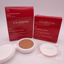 LOT OF 2 Clarins Everlasting Cushion Foundation Refill 112 AMBER SPF 50 Sealed - £14.02 GBP