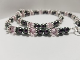 Iridescent Purple Crystal Pearl and Light Amethyst Crystal Necklace - $41.00