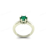 Emerald Round Gemstone Solitaire Women Ring, 925 Sterling Silver Jewelry - €47,02 EUR