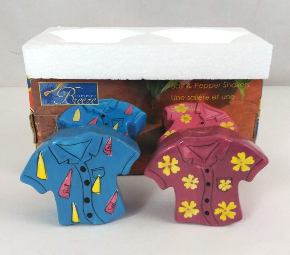 Vintage Alco Summer Breeze Hawaiian Shirts Salt &amp; Pepper Shakers #19246BE - $15.83