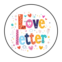 30 LOVE LETTER ENVELOPE SEALS STICKERS LABELS TAGS 1.5&quot; ROUND COLORFUL H... - $7.49