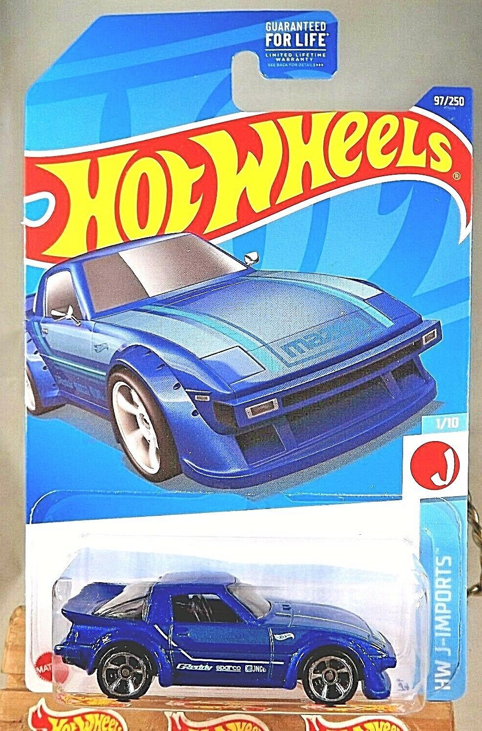 2022 Hot Wheels #97 HW J-Imports 1/10 MAZDA RX-7 Blue w/Chrome MC5 Spoke Wheels