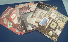 Leisure arts vintage leaflet 6 pattern lot cross stitch and needlepoint - $27.12 CAD