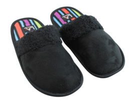 Ladies Sherpa Faux Suede Clog Slipper Plush House Slippers Black Comfort... - £7.84 GBP