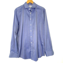 Charles Tyrwhitt No Iron Extra Slim Dress Shirt Mens 16.5 / 36 Blue Butt... - $26.99