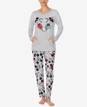 Disney Womens Mickey &amp; Minnie Mouse Printed Pajama Top Color Grey Multi Size S - £24.18 GBP