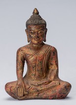 Antico Khmer Stile Se Asia Seduta Legno Enlightenment Budda Statua - 21cm/20.3cm - $183.23