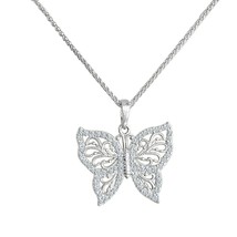 Wunderschön! Silber 14K Weiß Vergoldet Rund Cz Schmetterling Anhänger Geschenk - £56.02 GBP