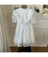 Vintage Little Princess Girls White Dress Flower Girl First Communion 12 - $57.93 CAD
