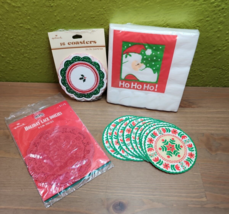 Lot of Vintage Hallmark Christmas Napkins Paper Coasters Holiday Lace Do... - $22.76