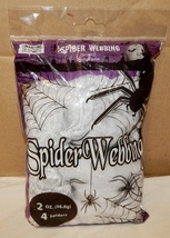 Halloween Spider Webbing With 4 Spiders 2 oz Rope Like Coil NIB 270Y - $4.49