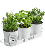 Indoor Herb Garden Planter Set with Tray, Metal Windowsill Plant Pots wi... - €26,97 EUR