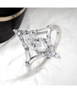 Exquisite 18K 925 Sterling Silver 1CT Marquise Cut V-Style Moissanite Ri... - $119.99