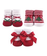 Hudson Baby Red &amp; White Bow-Accent Three-Pair Socks Set Size 0-9m - £14.76 GBP