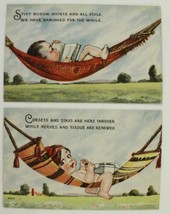 Vintage 1913 Postcards Corsets Cartoon Art Vacation Hammock S Bergman 8802 - $14.38