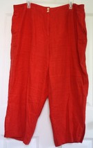 Harve Benard Woman 1X Pants Red 100% Linen Crop Ankle Capri Trousers Plus - £13.36 GBP