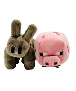 Mojang Spinmaster Minecraft Brown Rabbit Pink Pig Plush Lot of 2 Stuffed... - £20.05 GBP
