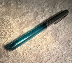 Vintage Blue Silvertone Chrome SEARS Roebuck and CO Fountain Pen 603m Nib USA - £15.78 GBP