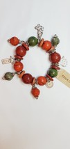 Erica Lyons Stretch Bracelet Beaded Red Green Charms Mermaid Heart  New #2 - £14.92 GBP
