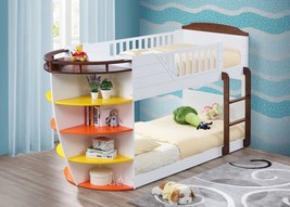 Brown and White Twin Transitional Bunk Bed with Shelves - $1,505.23