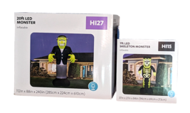 HUGE Frankenstein Inflatable 20 Ft and Son Skeleton 7 Ft Duo Yard Patio Monster - £281.30 GBP