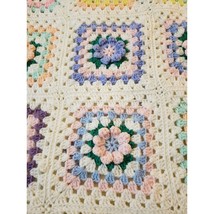 3D Granny Square Afghan Crib Blanket  Flowers Pastel Baby - £22.70 GBP