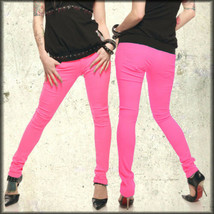 Lip Service Rock N Roll Skull Womens Junkie Skinny Jeans Hot Pink $100 NEW 25-32 - £18.87 GBP