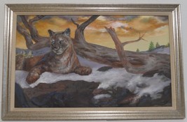 Ghost of the Lava Beds Mountain Cougar Signed-Framed Original Oil Painting - £750.97 GBP