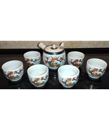 Japan Tea Set Teapot &amp; 6 Teacups Heavy Crazing Japanese Makers Mark - $55.48 CAD