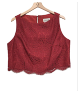 Christina Wu Celebration Top Womens 18 Wine Formal Lace Crop Scalloped Edge - $17.82