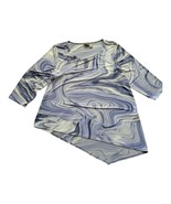 Chico&#39;s Top Women&#39;s Size XL (Chicos 3) Blue Swirl Pullover 3/4 Sleeve Ro... - $238.70 MXN
