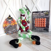 3 VTG Halloween Decorations Fitz &amp; Floyd Kitty Plate, Lights, Shelf Sitter Plush - £12.44 GBP