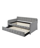 Gray Tufted Polyester Linen Twin Daybed with Trundle - $12,832.20 MXN
