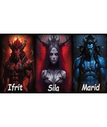 Rare 3 djinn to work with you  Male Ifrit, Male Marid, Female Sila lover... - $2,445.82 MXN