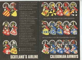 Caledonian Airways Menu Scottish Clans Coats of Arms 1960&#39;s - $31.68