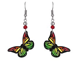 Rasta Butterfly Animal Graphic Dangle Earrings - Jamaican Fashion Handma... - £14.46 GBP