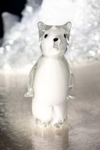 Cased Solid Art Glass Polar Bear Figurine Handmade White 6.25in Decor  - £14.97 GBP