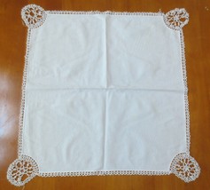 Vtg Handmade Table RUNNERS/ Dresser Scarf White Crochet Lace 24&quot; Square - $10.00