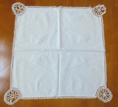 Vtg Handmade Table RUNNERS/ Dresser Scarf White Crochet Lace 24&quot; Square - £7.47 GBP