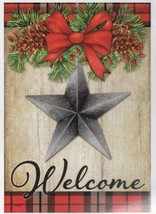 Winter Barn Star Welcome Christmas Garden Flag - 2 Sided Message, 12 x 18 - £14.26 GBP