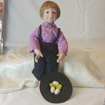 Amish Blessings Porcelain Eli Doll w/Hat full of eggs, chic&#39;s - £20.50 GBP