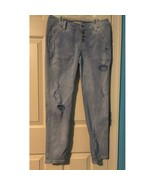 Free People Light Blue Distressed Button Fly Utility Jeans Boho Size 0 - $33.95 CAD